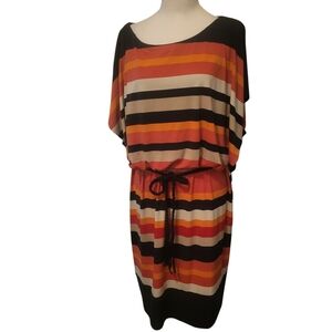 Sangria Plus Striped Multicolor Dress with Belt sz 18
